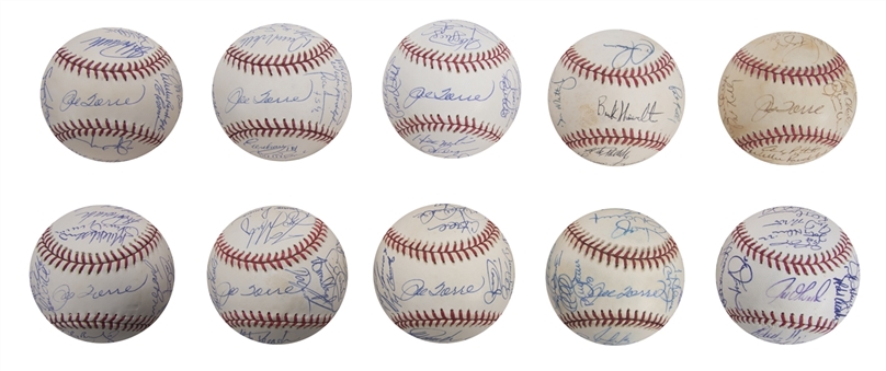 Lot of (10) New York Yankees Dynasty Team Signed Baseballs From 1995 to 2008 (Randolph LOA & JSA Auction LOA)